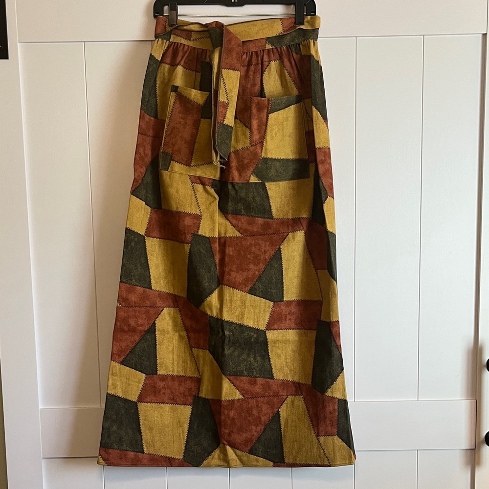 Geometric Patchwork Maxi Wraparound Skirt